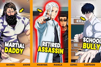 design anime, manga, manhwa shorts thumbnails