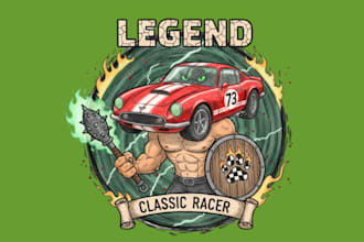 create custom unique racing car logo with t shirt