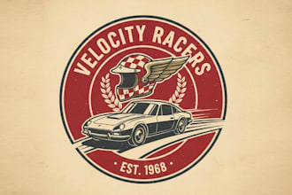 design custom unique racing car logo with t shirt