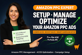 setup, manage optimize amazon PPC management, acos optimization, setup