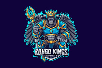 make wonderful king gorilla mascot logo design for company
