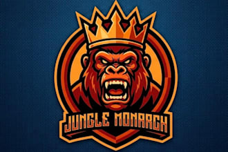 create wonderful angry king gorilla head mascot logo design with free vector fil