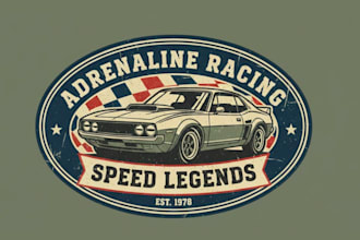 make custom unique racing car logo with t shirt design for company
