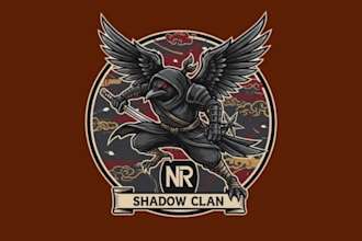 make awesome wall mural ninja raven mascot logo design for unlimited revision