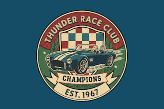 create custom unique racing car logo with t shirt design for company