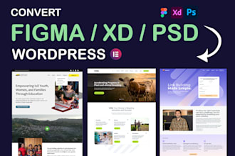 convert figma xd or PSD designs to wordpress using elementor