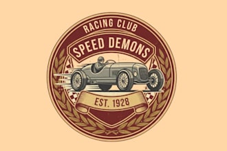 do custom awesome racing car logo with t shirt design for company