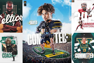 design gameday poster, player of the week, opponent preview, committed