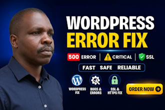 fix wordpress 500 internal server error, critical error and website bugs