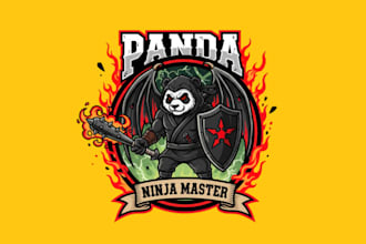 do wonderful new style panda ninja mascot logo design