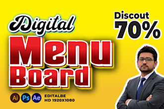 design digital menu, digital menu board or animated menu