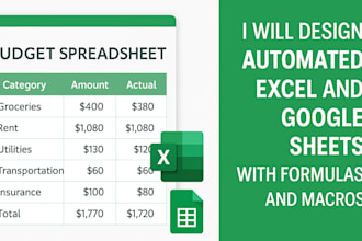design full automation excel spreadsheet google sheet excel macro budget spreads