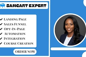 create samcart thrivecart sales funnel, samcart landing page, online course