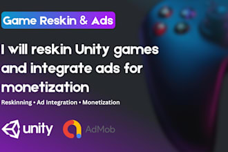 reskin your unity mobile game and integrate admob and unity ads