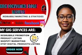 promote etsy, redbubble, teespring, spreadshop, teepublic and shopify marketing