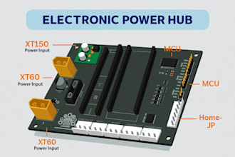 do pcb design, circuit design, easyeda stm32 with electronic power hub