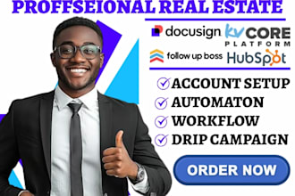 setup docusign integration kvcore crm follow up boss hubspot email automation
