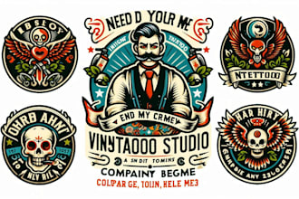 make vintage tattoo studio badges mascot logo for your company