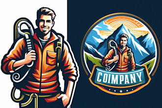 do american man mountains carabiner mascot logo in 12 hours
