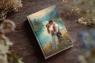 design illustrated romance book cover or ebook cover