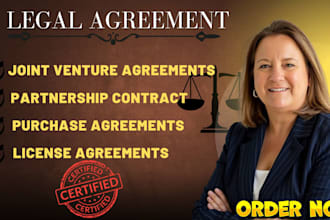 draft joint venture, partnership, purchase, rental and license agreements