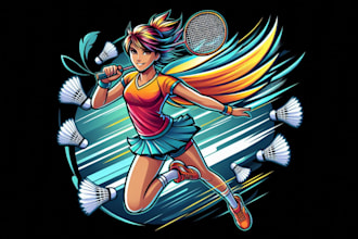make badminton champion girls mascot logo for you with new concept