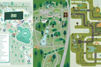 do vector city map, rv map, event map, festival map, and custom map design