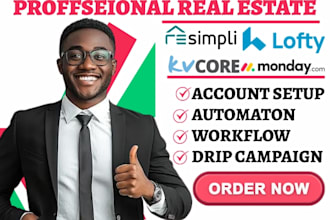 setup resimpli kvcore automation lofty idx website seo monday crm real estate va