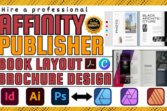 do affinity publisher project, ebook, design layout, brochure, indesign magazine