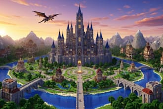 build custom minecraft castle, jungle build, adventure map, hub, spawn and world