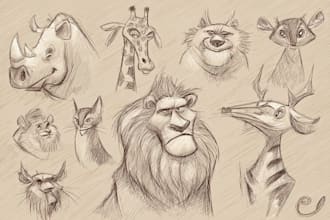 draw cute cartoon or animal illustration