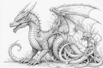 concept art for dragons and monsters, creatures