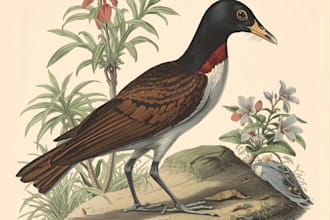 draw scientific animals, plants or encyclopedia book illustrations