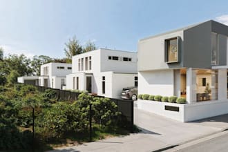 3d modern townhouses,christchurch real estate,duplex exterior design,3d render