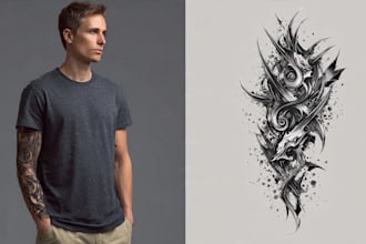 draw a unique abstract graphic fine line tattoo design