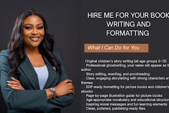 write, edit children story book writing or children book as ghost writer