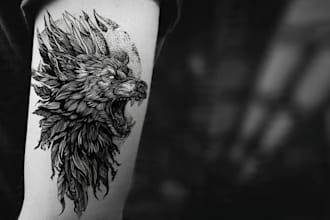 professional tattoo design black and white or color
