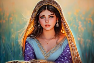 design royal oil painting portrait digitally
