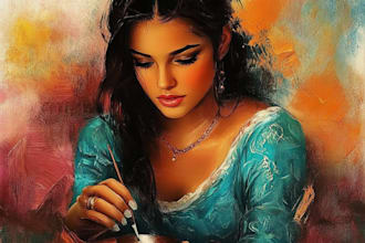 design luxury digital oil portrait for wall decor