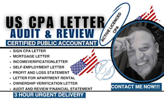 licensed CPA letter for apartment, mortgage, visa, immigrat signed deliver today
