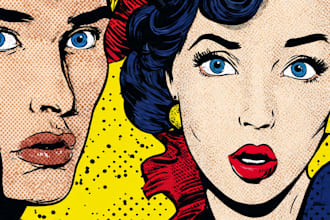 draw a retro pop art roy lichtenstein style