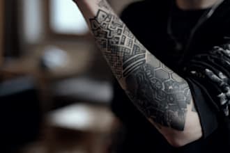 eate sleeve tattoo design in geometric style