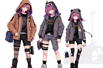 anime, cyberpunk or streetwear character illustrations