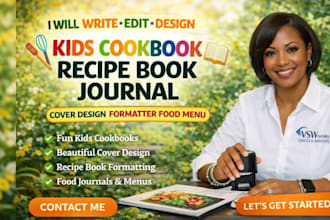 write edit design kids cook book recipe journal cover design format food menu