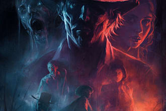 make a horror illustration, artwork, dark cover