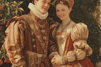 create a royal couple portrait in renaissance painting style