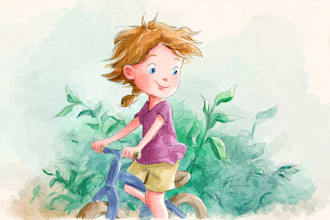 make digital watercolor children book illustration