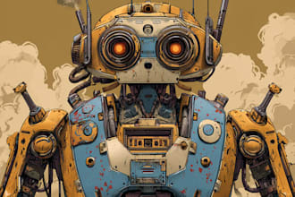 design detailed custom mecha robot illustrations