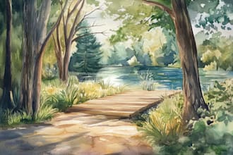 draw a watercolor landscape illustration