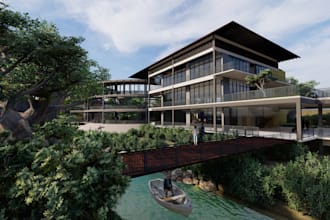 do exterior 3d rendering for commercial, office or workspace
